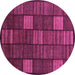 Round Checkered Purple Modern Rug, abs1526pur