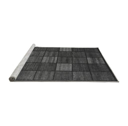 Sideview of Machine Washable Checkered Gray Modern Rug, wshabs1526gry