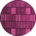 Round Machine Washable Checkered Purple Modern Area Rugs, wshabs1526pur