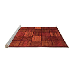 Sideview of Machine Washable Checkered Orange Modern Area Rugs, wshabs1526org