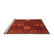 Sideview of Machine Washable Checkered Orange Modern Area Rugs, wshabs1526org