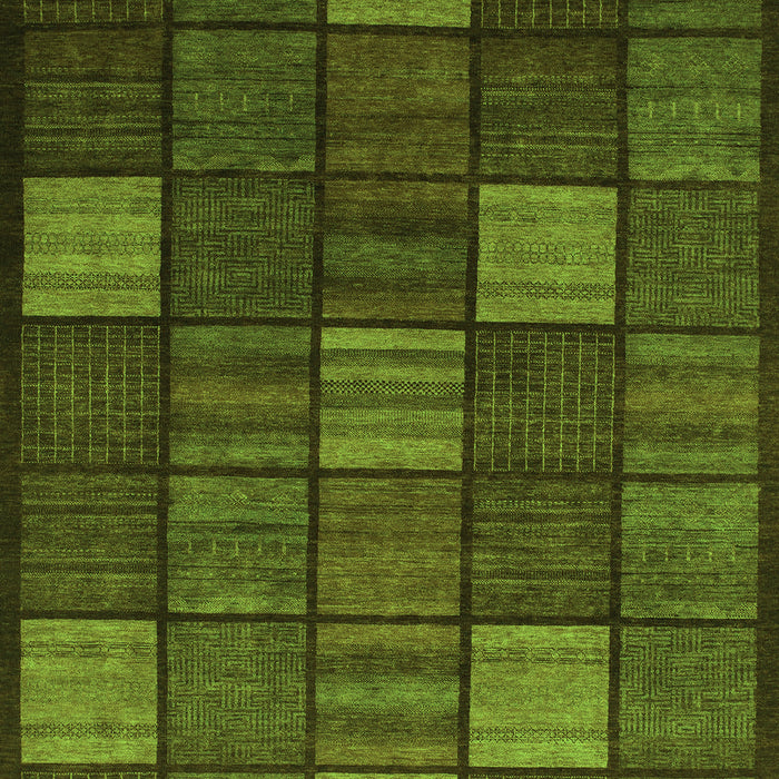 Machine Washable Checkered Green Modern Area Rugs, wshabs1526grn