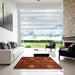 Square Machine Washable Abstract Orange Red Rug in a Living Room, wshabs1526