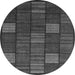 Round Machine Washable Checkered Gray Modern Rug, wshabs1526gry