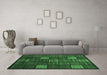 Machine Washable Checkered Emerald Green Modern Area Rugs in a Living Room,, wshabs1526emgrn