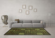 Machine Washable Checkered Turquoise Modern Area Rugs in a Living Room,, wshabs1526turq