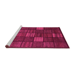 Sideview of Machine Washable Checkered Pink Modern Rug, wshabs1526pnk