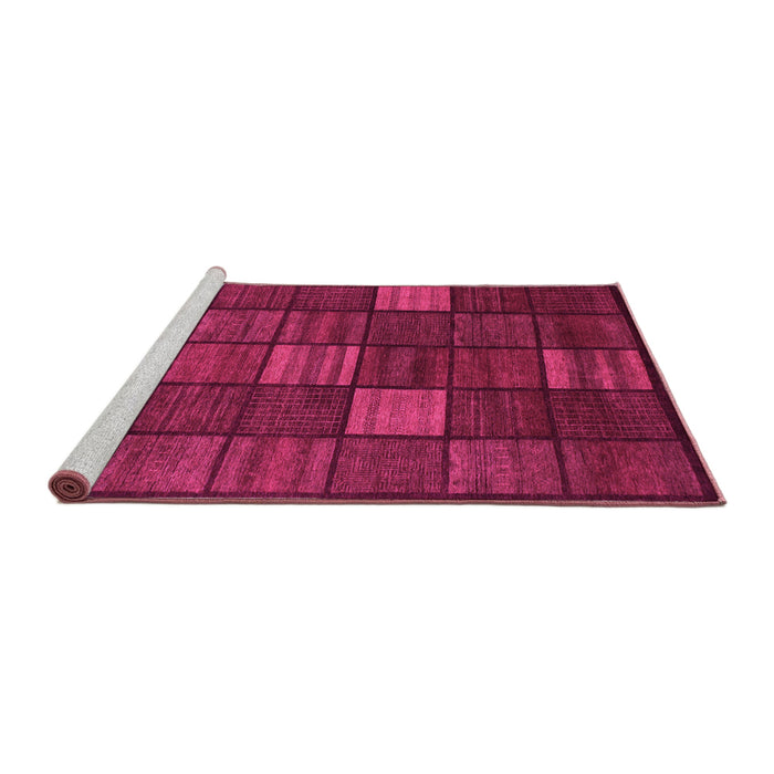 Sideview of Machine Washable Checkered Pink Modern Rug, wshabs1526pnk