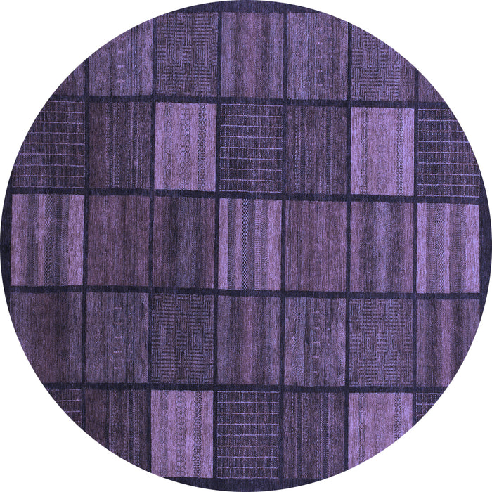 Round Checkered Blue Modern Rug, abs1526blu