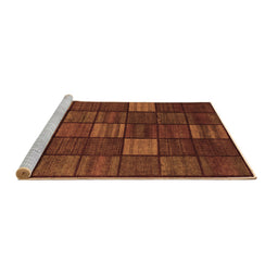 Sideview of Machine Washable Checkered Brown Modern Rug, wshabs1526brn