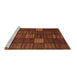 Sideview of Machine Washable Checkered Brown Modern Rug, wshabs1526brn