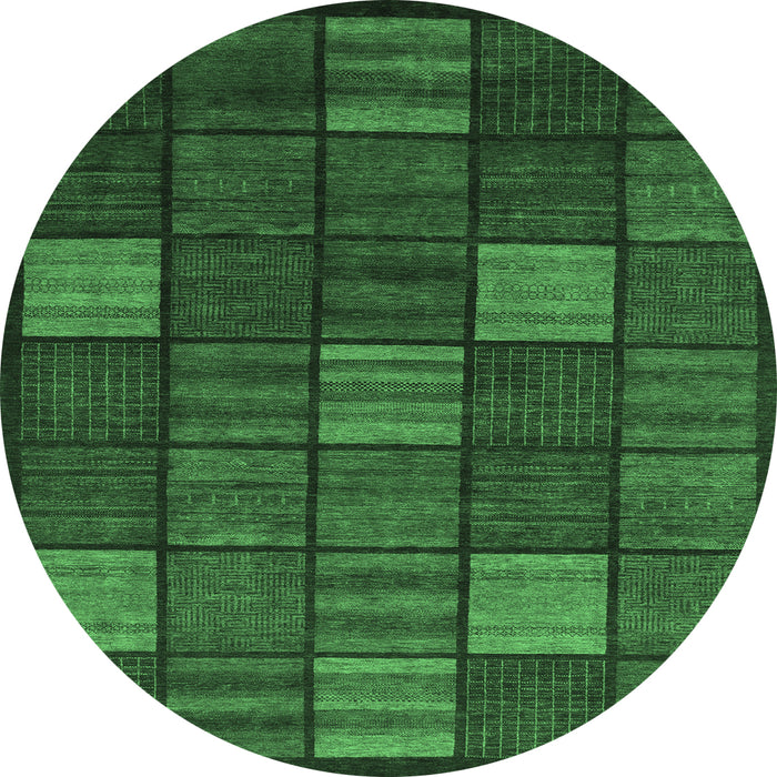 Round Checkered Emerald Green Modern Rug, abs1526emgrn