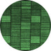 Round Checkered Emerald Green Modern Rug, abs1526emgrn