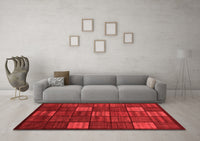 Machine Washable Checkered Red Modern Rug, wshabs1526red