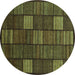 Round Checkered Turquoise Modern Rug, abs1526turq