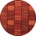 Round Machine Washable Checkered Orange Modern Area Rugs, wshabs1526org