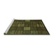 Sideview of Machine Washable Checkered Turquoise Modern Area Rugs, wshabs1526turq