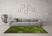 Machine Washable Checkered Green Modern Area Rugs in a Living Room,, wshabs1526grn