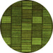 Round Checkered Green Modern Rug, abs1526grn