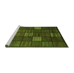 Sideview of Machine Washable Checkered Green Modern Area Rugs, wshabs1526grn