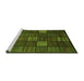 Sideview of Machine Washable Checkered Green Modern Area Rugs, wshabs1526grn