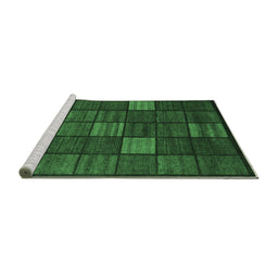 Sideview of Machine Washable Checkered Emerald Green Modern Area Rugs, wshabs1526emgrn