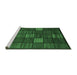 Sideview of Machine Washable Checkered Emerald Green Modern Area Rugs, wshabs1526emgrn