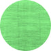 Round Abstract Emerald Green Modern Rug, abs1527emgrn