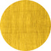 Round Abstract Yellow Modern Rug, abs1527yw