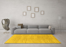 Machine Washable Abstract Yellow Modern Rug in a Living Room, wshabs1527yw