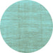 Round Abstract Light Blue Modern Rug, abs1527lblu