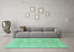 Machine Washable Abstract Turquoise Modern Area Rugs in a Living Room,, wshabs1527turq