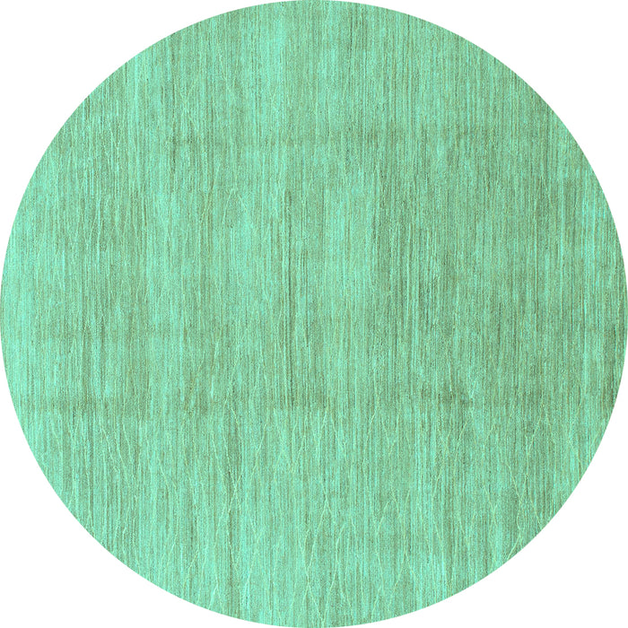 Round Machine Washable Abstract Turquoise Modern Area Rugs, wshabs1527turq