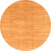 Round Machine Washable Abstract Orange Modern Area Rugs, wshabs1527org