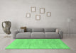 Machine Washable Abstract Emerald Green Modern Area Rugs in a Living Room,, wshabs1527emgrn