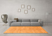 Machine Washable Abstract Orange Modern Area Rugs in a Living Room, wshabs1527org