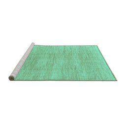 Sideview of Machine Washable Abstract Turquoise Modern Area Rugs, wshabs1527turq