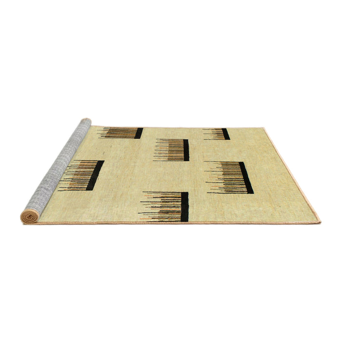 Sideview of Machine Washable Abstract Brass Green Rug, wshabs1528