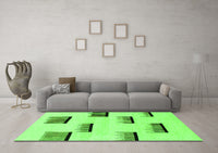 Machine Washable Solid Green Modern Rug, wshabs1528grn