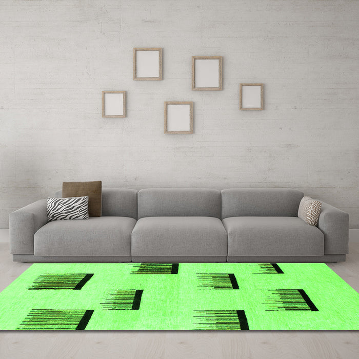 Machine Washable Solid Green Modern Area Rugs in a Living Room,, wshabs1528grn