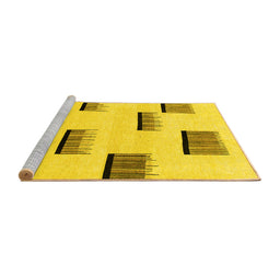 Sideview of Machine Washable Solid Yellow Modern Rug, wshabs1528yw