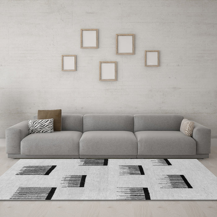 Machine Washable Solid Gray Modern Rug in a Living Room,, wshabs1528gry