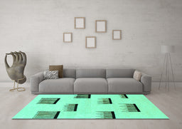 Machine Washable Solid Turquoise Modern Area Rugs in a Living Room,, wshabs1528turq