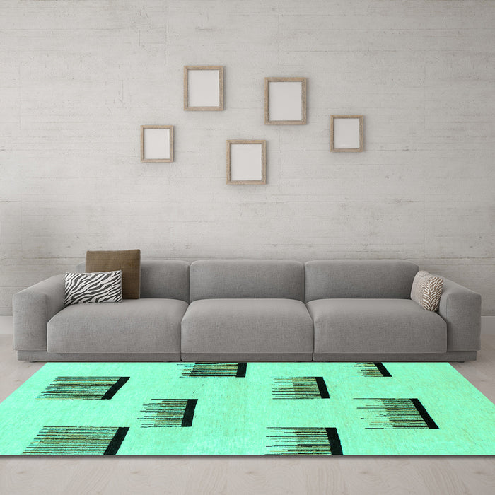 Machine Washable Solid Turquoise Modern Area Rugs in a Living Room,, wshabs1528turq