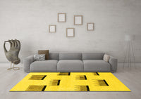 Machine Washable Solid Yellow Modern Rug, wshabs1528yw