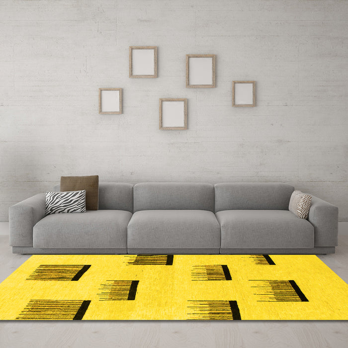 Machine Washable Solid Yellow Modern Rug in a Living Room, wshabs1528yw