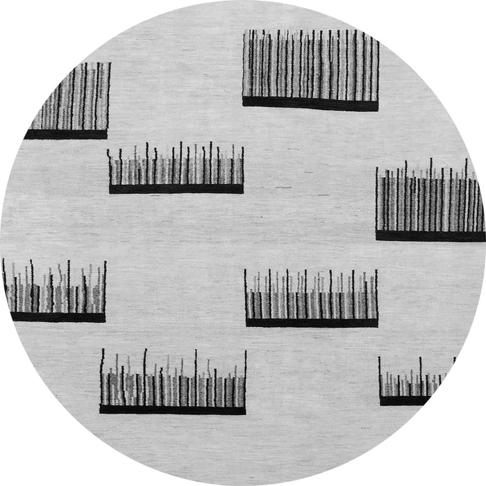 Round Machine Washable Solid Gray Modern Rug, wshabs1528gry