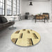 Round Abstract Copper Green Solid Rug in a Office, abs1528