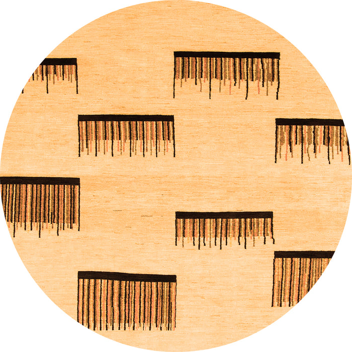 Round Machine Washable Solid Orange Modern Area Rugs, wshabs1528org