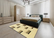 Machine Washable Abstract Brass Green Rug in a Bedroom, wshabs1528